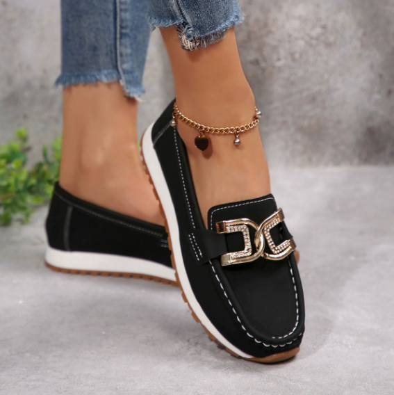 Emma - Chic Diamond Buckle Loafers