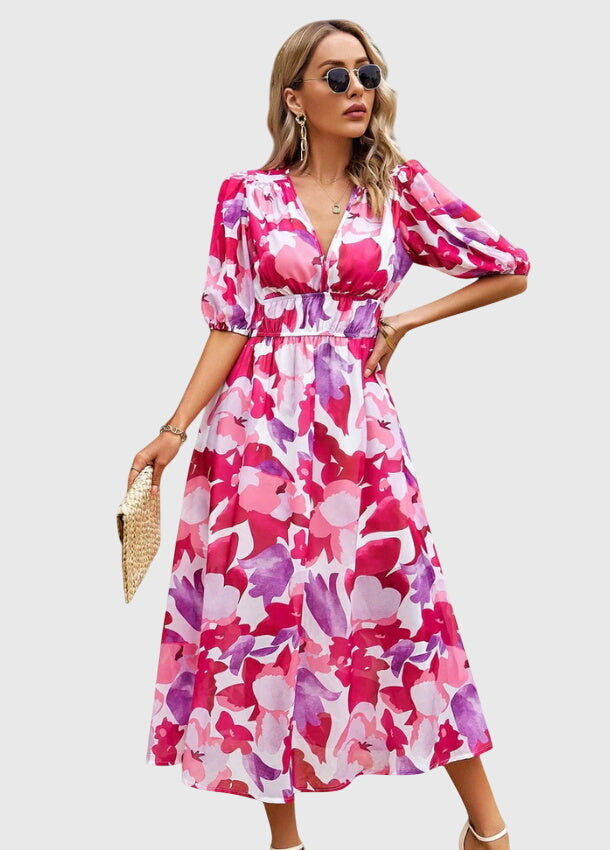 Clara | Flattering Floral Midi Dress