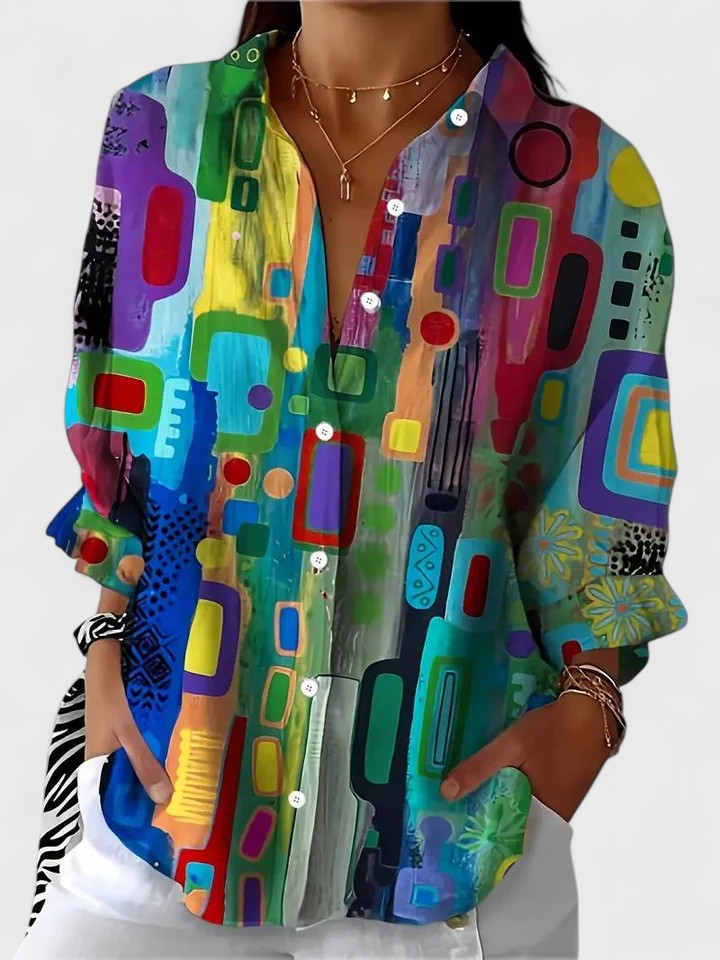 Clara | Elegant Geometric Pattern Blouse
